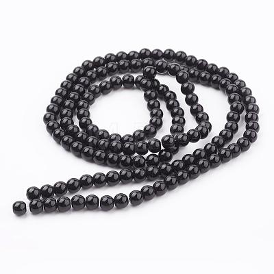 Black Glass Pearl Round Loose Beads For Jewelry Necklace Craft Making X-HY-6D-B20-1