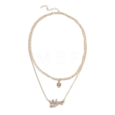 Alloy Double Layered Necklaces NJEW-B0002-11G-1