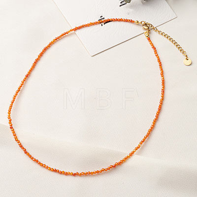 Orange Cubic Zirconia Faceted Round Beaded Necklaces GJ4349-2-1