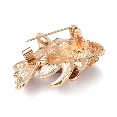 Golden Alloy Rhinestone Lapel Pin Brooches JEWB-K041-04KCG-01-1