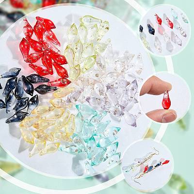 140Pcs 7 Colors Handmade Gold Sand Lampwork Beads LAMP-SZ0001-56-1