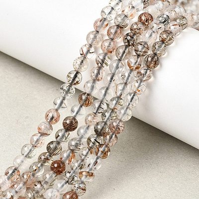 Natural Black Gold Rutilated Quartz Beads Strands G-G344-A01-4mm-1