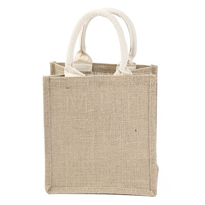 Jute Tote Bags Soft Cotton Handles Laminated Interior ABAG-F003-09D-1