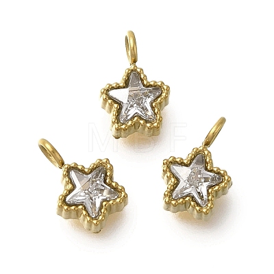 304 Stainless Steel Micro Pave Cubic Zirconia Charms STAS-U027-02G-01-1