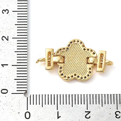 Rack Plating Brass Micro Pave Clear Cubic Zirconia Flower Links Connector Charms KK-K385-104G-03-1