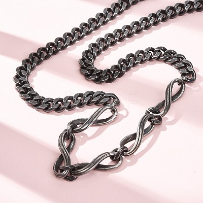 Vintage 304 Stainless Steel Infinity Link Panzer Chain Necklaces NJEW-C115-02AS-1