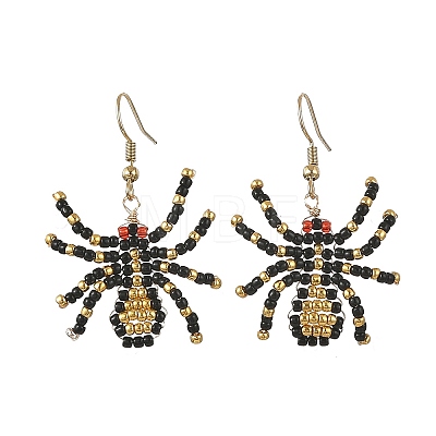 Halloween Glass Seed Bead Dangle Earrings EJEW-MZ00769-1