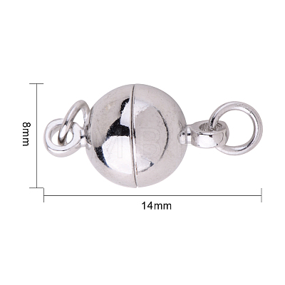 Round Brass Magnetic Clasps with Loops KK-PH0012-08-NF-1