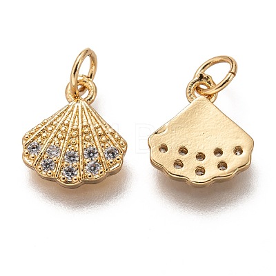 Brass Micro Pave Clear Cubic Zirconia Charms ZIRC-C020-49G-1