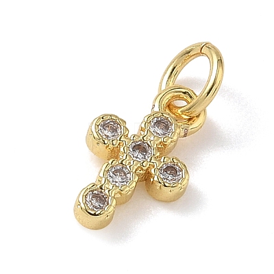 Brass Micro Pave Cubic Zirconia Charms KK-L268-015G-B01-1