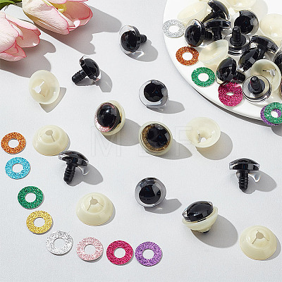 32 Sets 8 Colors Glitter Plastic Craft Doll Eyes KY-HY0001-13B-1