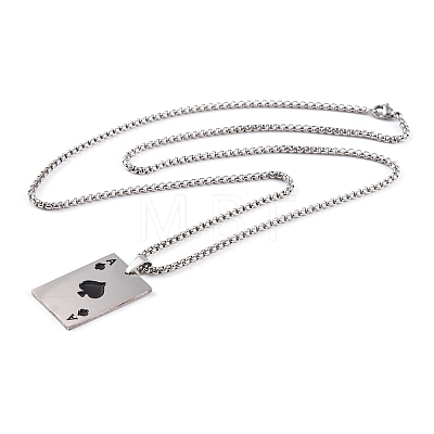 Poker 201 Stainless Steel Pendant Necklaces NJEW-F320-03P-02-1