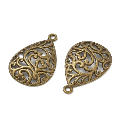 Tibetan Style Alloy Filigree Teardrop Pendants TIBEP-Q041-042AB-NR-1