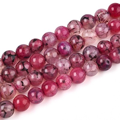 Dyed Natural Dragon Veins Agate Beads Strands G-Q462-128A-8mm-1