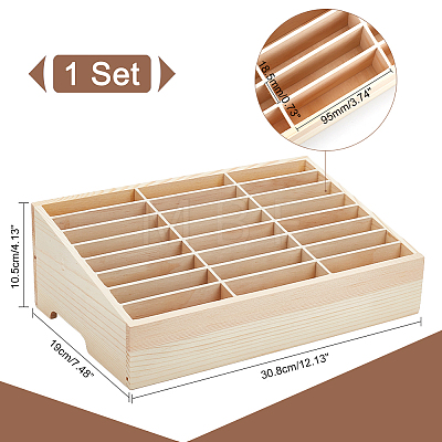 24-Grid Wooden Cell Phone Storage Box AJEW-WH0258-969A-1