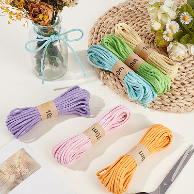 6 Bunldes 6 Colors Braided Polycotton Round Twine OCOR-CY0004-24A-1