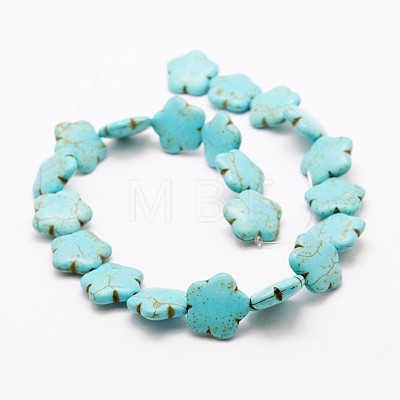 Flower Synthetic Turquoise Beads Strands X-TURQ-I021-15mm-01-1