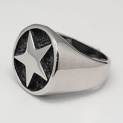 Unique Men's Wide 304 Stainless Steel Finger Rings RJEW-F006-032-1