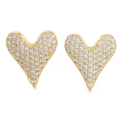 Brass Micro Pave Clear Cubic Zirconia Stud Earrings EJEW-U005-12C-G-1