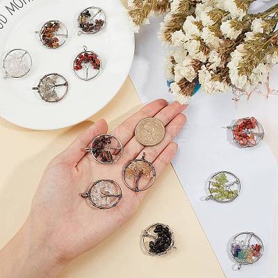 12Pcs 12 Colors Gemstone Pendants G-PH0001-33-1