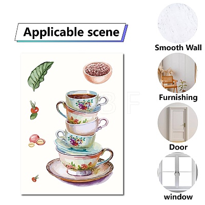 8 Sheets 8 Styles Coffee Theme PVC Waterproof Wall Stickers DIY-WH0345-067-1