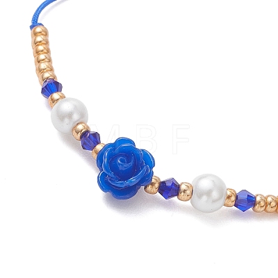 Glass Seed Bead & Resin Braided Beaded Bracelets BJEW-MZ00307-01-1
