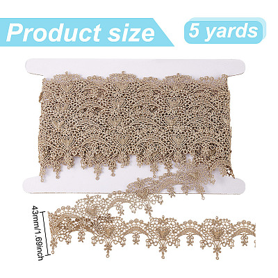 5 Yards Metallic Yarn Flower Lace Trim Ribbons SRIB-HY0001-07B-1