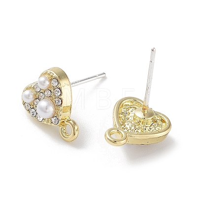 Alloy Glass Drill Pearl Stud Earring Findings FIND-U006-09G-1