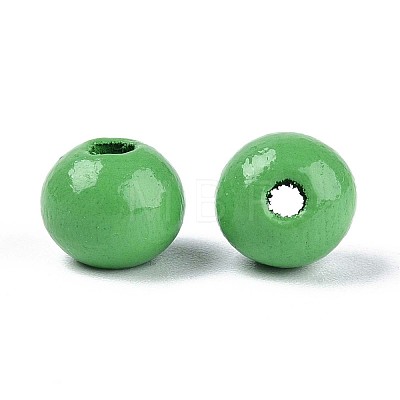 Spray Painted Round Natural Schima Wood Beads WOOD-A018-8mm-08-1