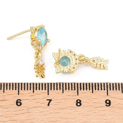 Brass Micro Pave Cubic Zirconia Dangle Stud Earrings EJEW-F405-24G-01-1