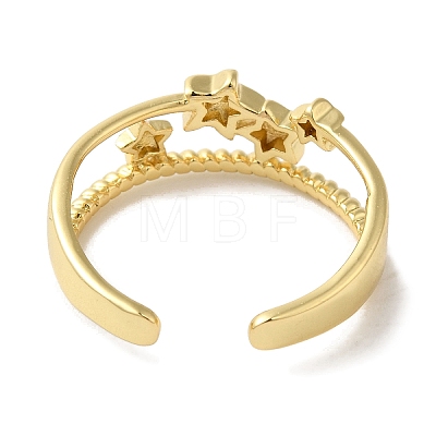 Star Rack Plating Brass Open Cuff Rings for Women RJEW-L123-106G-1