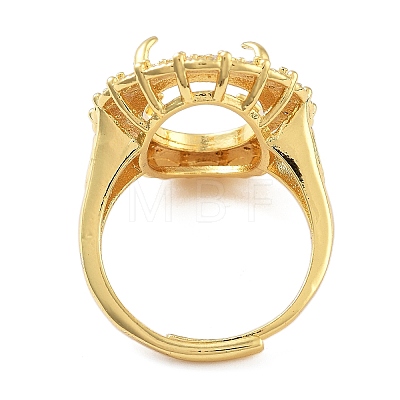 Rack Plating Oval Brass Micro Pave Cubic Zirconia Adjustable Ring Components KK-Q819-14G-1