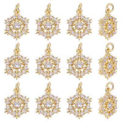 12Pcs Brass Micro Pave Cubic Zirconia Pendants KK-ME0004-66-1