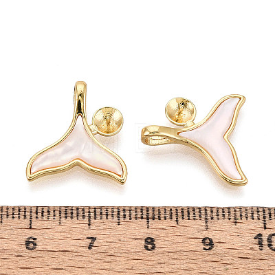 Brass with Shell Enamel Cup Pearl Peg Bails Pin Pendants KK-T079-12G-1