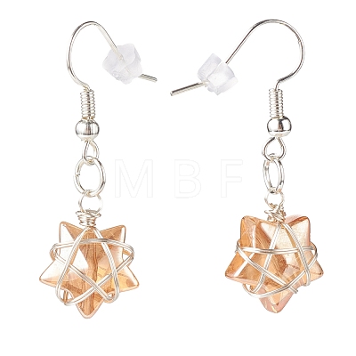 Glass Star Braided Dangle Earrings EJEW-JE04952-1