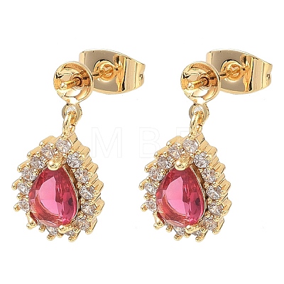 Brass Pave Cubic Zirconia Stud Earring Findings KK-C172-09G-1