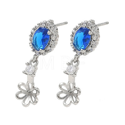 Brass Pave Cubic Zirconia Stud Earring Findings KK-C172-07P-1