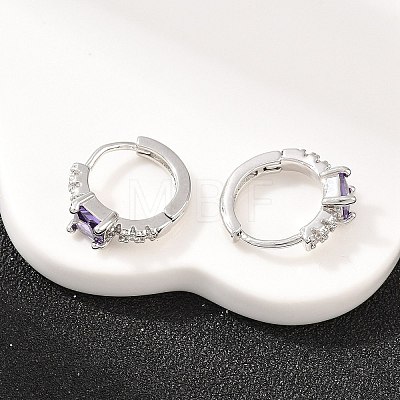 Brass Micro Pave Cubic Zirconia Hoop Earrings KK-Z166-12P-01-1