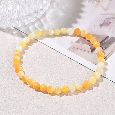 5MM Natural Yellow Shell Round Beaded Stretch Bracelets SH-CBACA76-18A-1