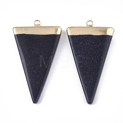 Electroplate Synthetic Blue Goldstone Big Pendants X-G-S344-46A-1