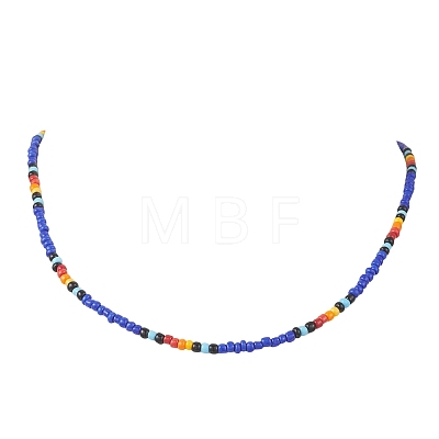 3Pcs 3 Colors Round Glass Seed Beaded Necklaces NJEW-JN05908-1