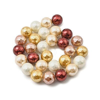 Faceted Round Shell Pearl Beads Strands BSHE-XCP0001-24A-02-1