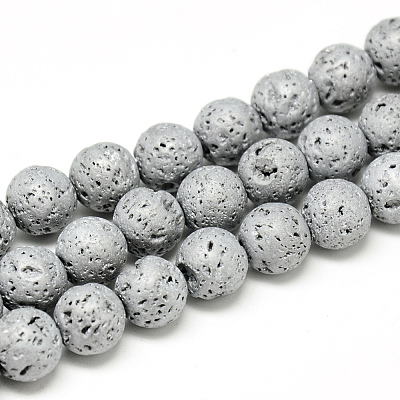 Electroplate Natural Lava Rock Beads Strands G-T058-03I-1
