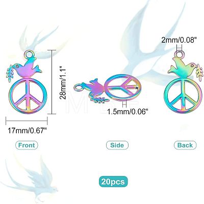 20Pcs Rainbow Color Alloy Pendants FIND-FH0003-56-1