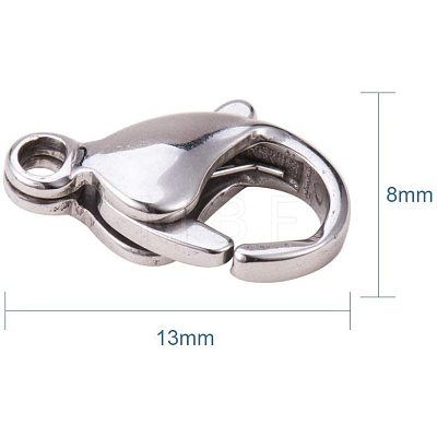 304 Stainless Steel Lobster Claw Clasps STAS-PH0010-08-1