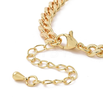 Cubic Zirconia Leopard Link Bracelet Brass Curb Chains for Women BJEW-G664-01G-01-1