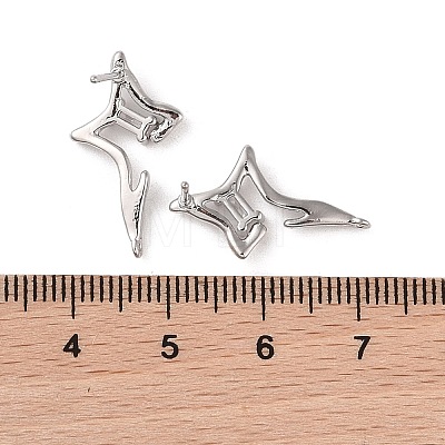 Brass with Cubic Zirconia Rhombus Stud Earrings Findings KK-B087-05P-1