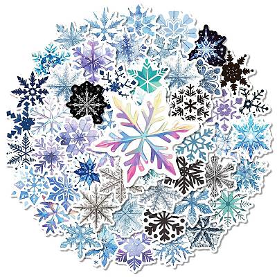 50Pcs Snowflake Paper Stickers PW-WG08003-01-1