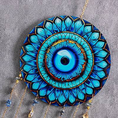 Acrylic Blue Evil Eye Hanging Suncatchers HJEW-F023-01-1
