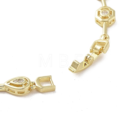 Brass Micro Pave Cubic Zirconia Chain Necklaces  NJEW-L170-11G-01-1